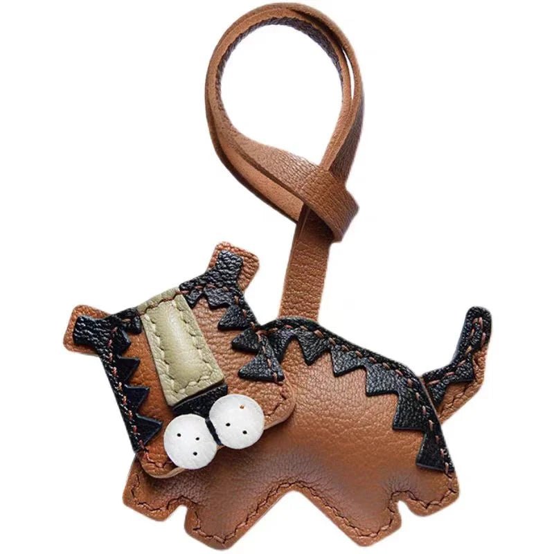 Handcrafted Leather Tiger Bag Charm – Unique Designer Keychain & Accessories Gift - shewearing