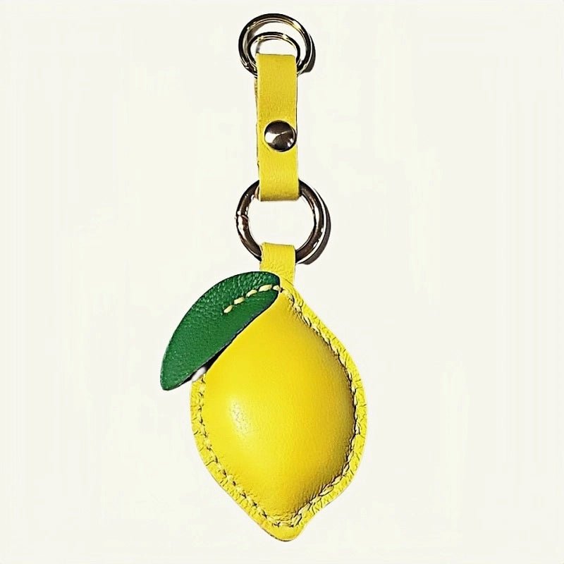Handcrafted Lemon Bag Charm – Full - Grain Lambskin Key Accessory with Tassel, Artisan Design, Ideal Gift for Couples and Friends - shewearing