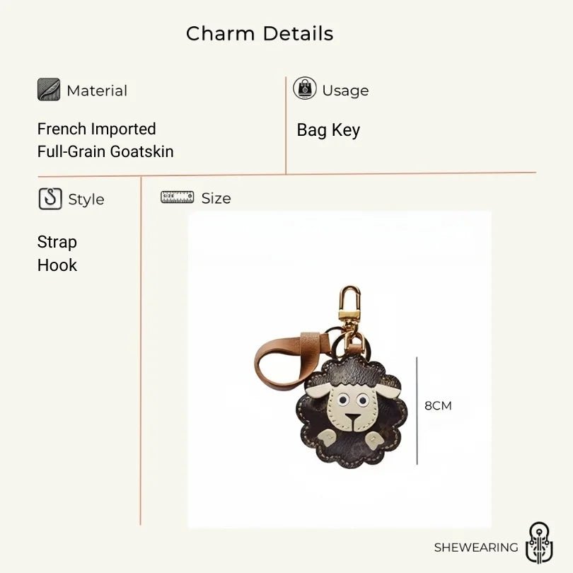 Handcrafted Sheep Leather Bag Charm – Vintage - Inspired Full - Grain Leather Keychain for Bags & Cars – Artisanal Gift for Men & Women - shewearing