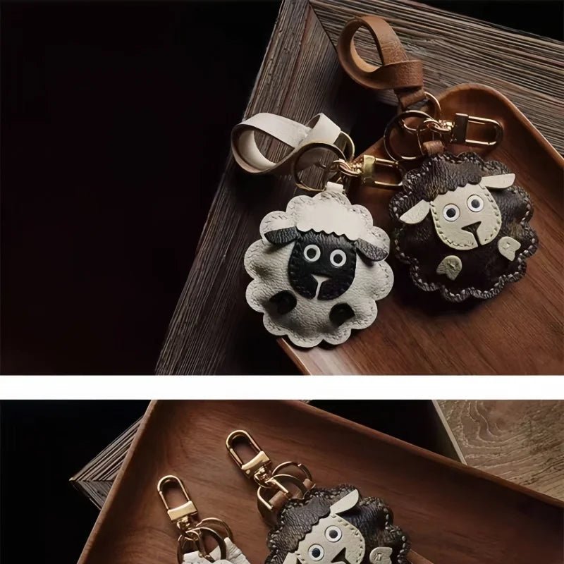 Handcrafted Sheep Leather Bag Charm – Vintage - Inspired Full - Grain Leather Keychain for Bags & Cars – Artisanal Gift for Men & Women - shewearing
