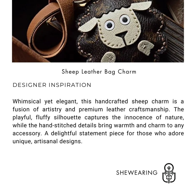 Handcrafted Sheep Leather Bag Charm – Vintage - Inspired Full - Grain Leather Keychain for Bags & Cars – Artisanal Gift for Men & Women - shewearing