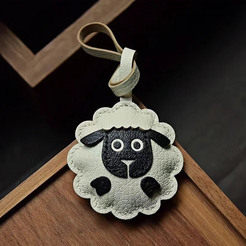 Handcrafted Sheep Leather Bag Charm – Vintage - Inspired Full - Grain Leather Keychain for Bags & Cars – Artisanal Gift for Men & Women - shewearing