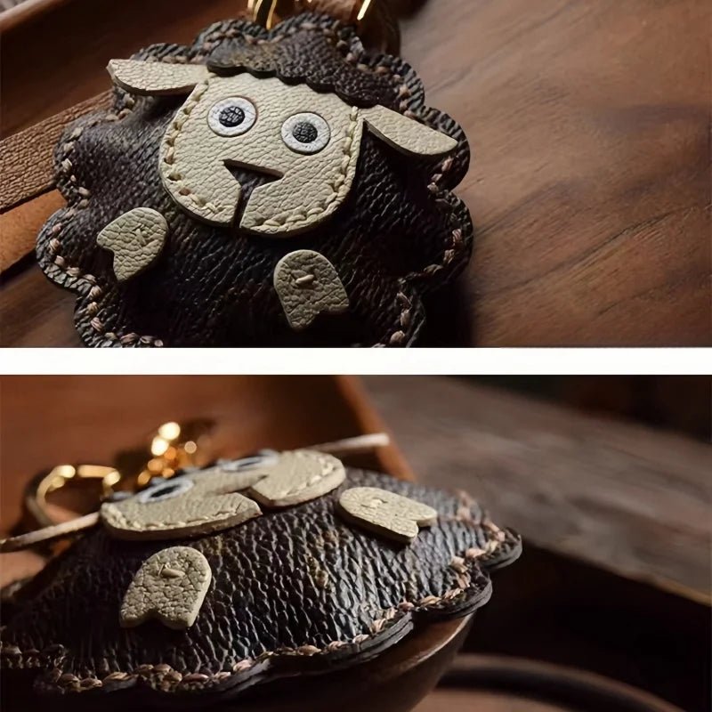 Handcrafted Sheep Leather Bag Charm – Vintage - Inspired Full - Grain Leather Keychain for Bags & Cars – Artisanal Gift for Men & Women - shewearing