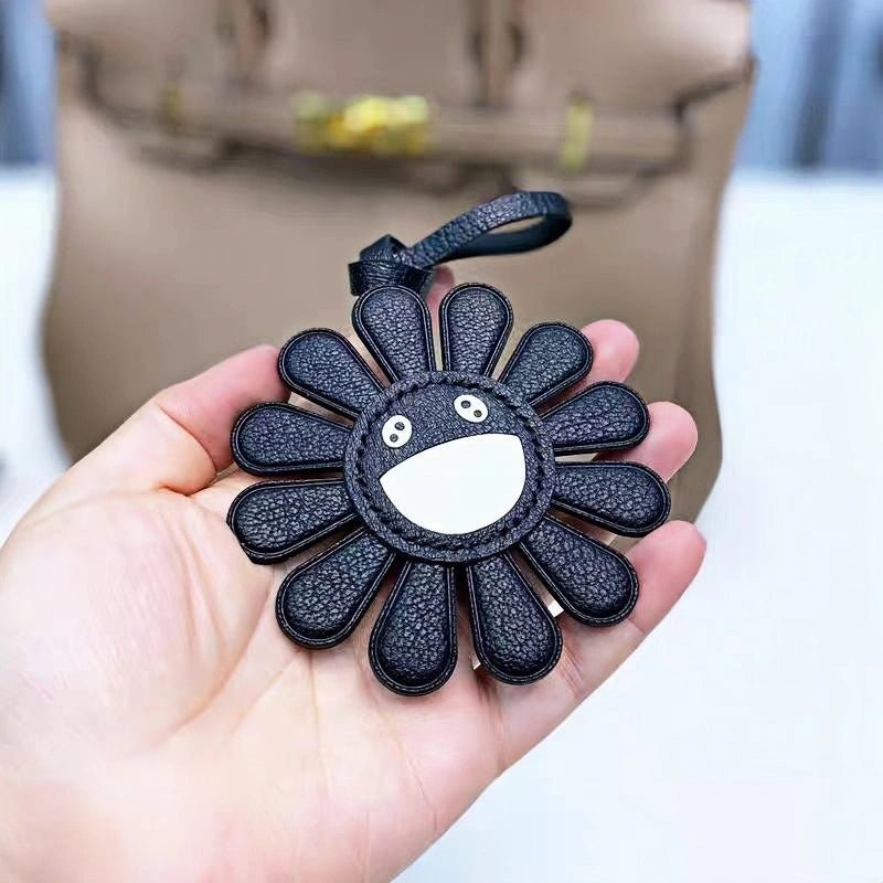 Handmade Colorful Sunburst Leather Bag Charm – Artisan Crafted Floral Accessory for Bags and Keys, Vibrant and Playful Design, Premium Goatskin, Perfect Gift for Her - shewearing