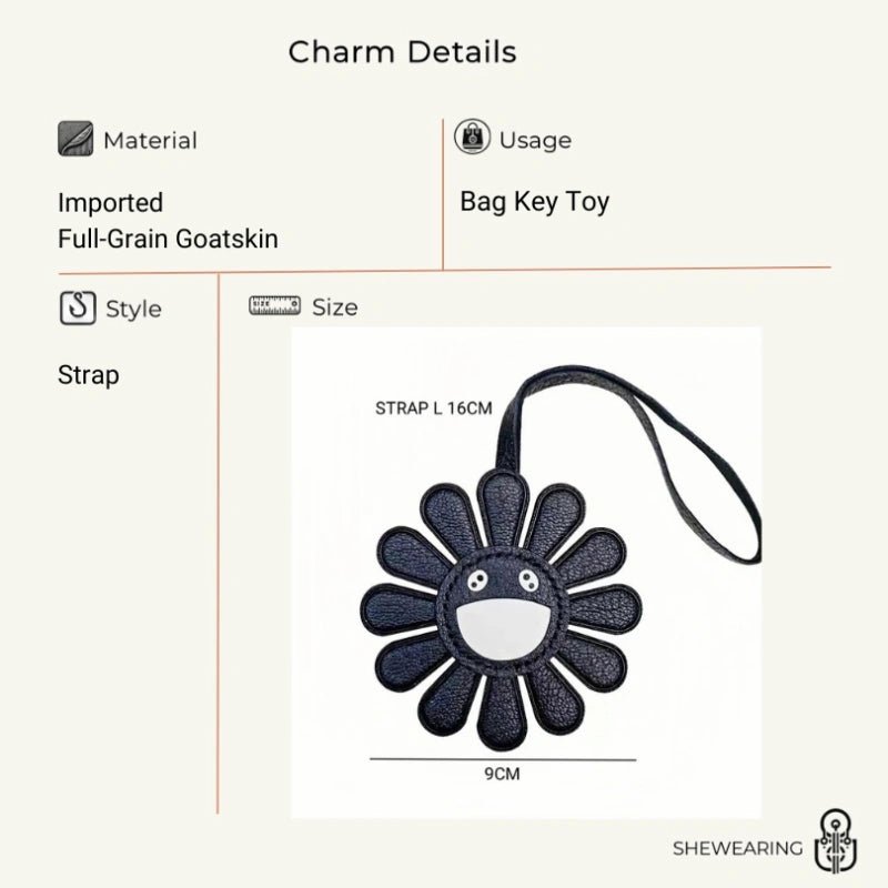 Handmade Colorful Sunburst Leather Bag Charm – Artisan Crafted Floral Accessory for Bags and Keys, Vibrant and Playful Design, Premium Goatskin, Perfect Gift for Her - shewearing