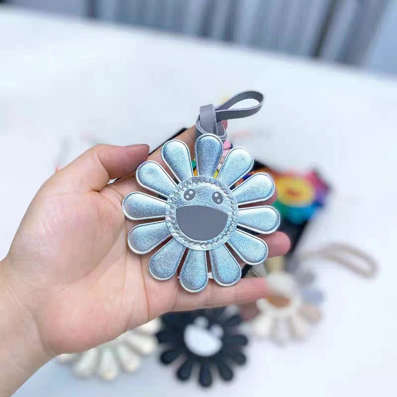 Handmade Colorful Sunburst Leather Bag Charm – Artisan Crafted Floral Accessory for Bags and Keys, Vibrant and Playful Design, Premium Goatskin, Perfect Gift for Her - shewearing