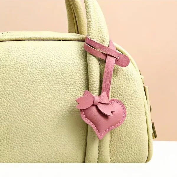 Heart - Shaped Bow Tie Leather Bag Charm | Minimalist Design | Handcrafted | Versatile and Elegant Gift - shewearing