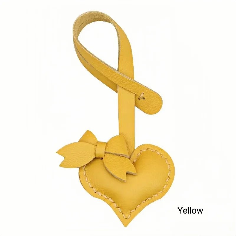 Heart - Shaped Bow Tie Leather Bag Charm | Minimalist Design | Handcrafted | Versatile and Elegant Gift - shewearing