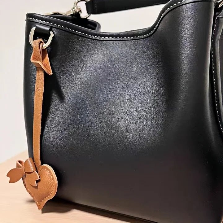 Heart - Shaped Bow Tie Leather Bag Charm | Minimalist Design | Handcrafted | Versatile and Elegant Gift - shewearing