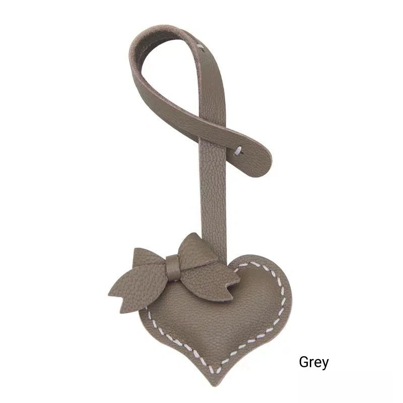 Heart - Shaped Bow Tie Leather Bag Charm | Minimalist Design | Handcrafted | Versatile and Elegant Gift - shewearing