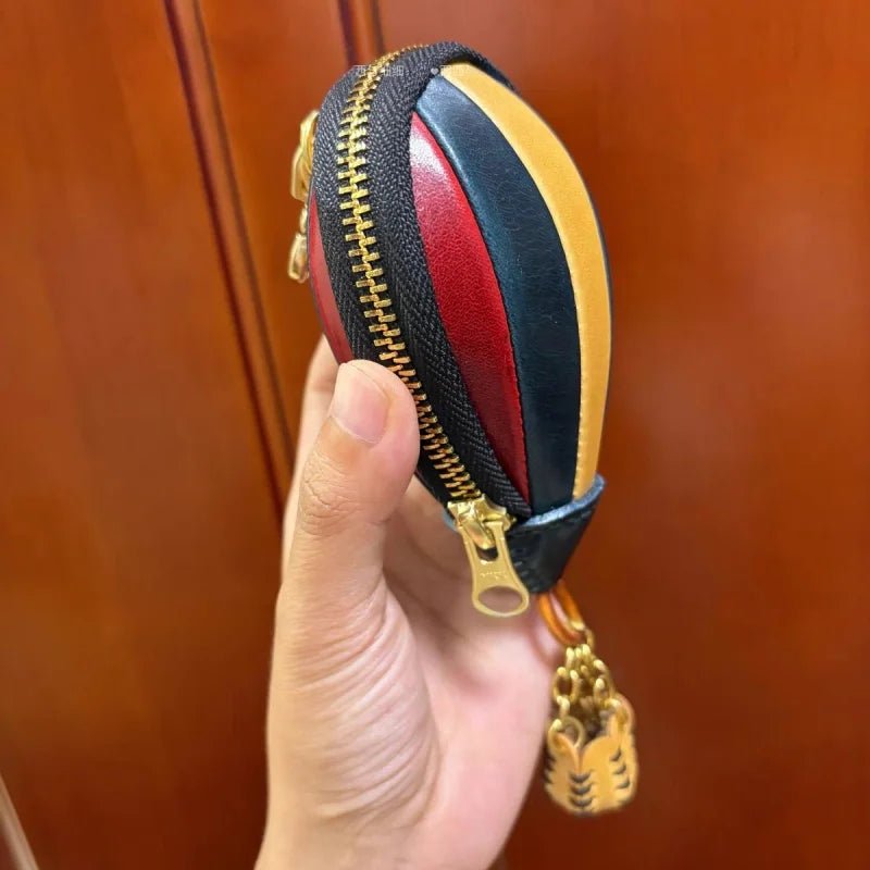 Hot Air Balloon Leather Bag Charm – Handmade Full - Grain Cowhide Keychain Pendant | Creative Zipper Pouch for Car & Purse Decoration - shewearing
