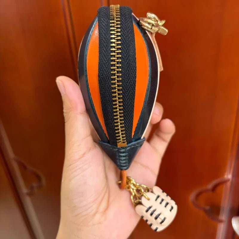 Hot Air Balloon Leather Bag Charm – Handmade Full - Grain Cowhide Keychain Pendant | Creative Zipper Pouch for Car & Purse Decoration - shewearing