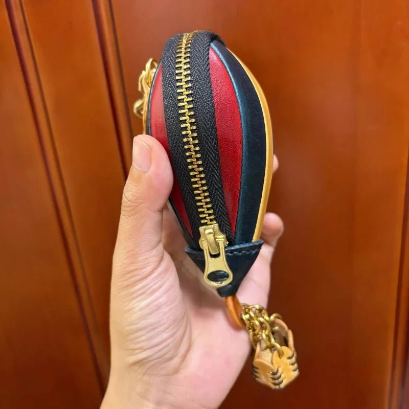 Hot Air Balloon Leather Bag Charm – Handmade Full - Grain Cowhide Keychain Pendant | Creative Zipper Pouch for Car & Purse Decoration - shewearing