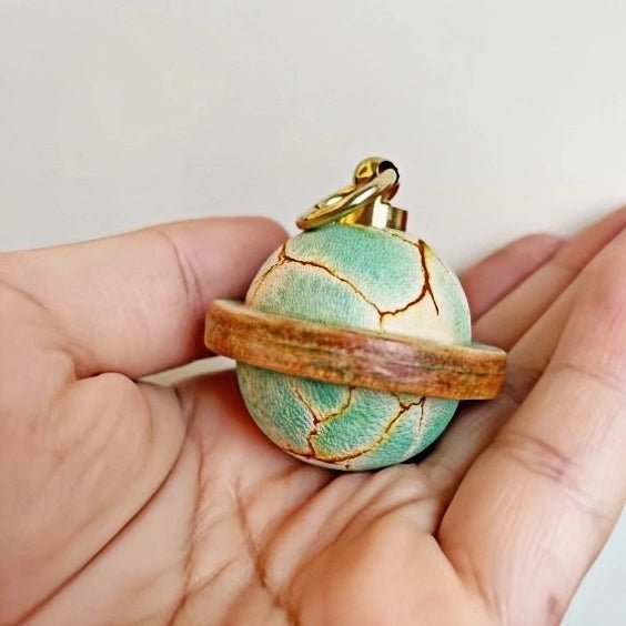 Landing Planet Bell Bag Charm Handcrafted Full - Grain Leather, Bell - Shaped Planetary Charm for Keys or Bags, Unique Gift for All - shewearing