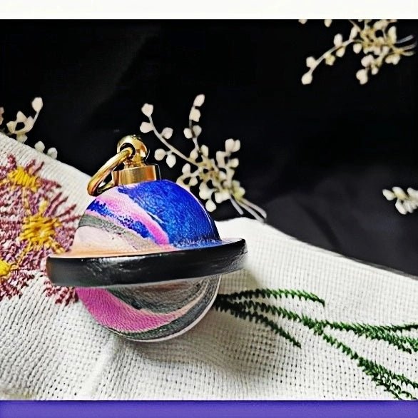 Landing Planet Bell Bag Charm Handcrafted Full - Grain Leather, Bell - Shaped Planetary Charm for Keys or Bags, Unique Gift for All - shewearing