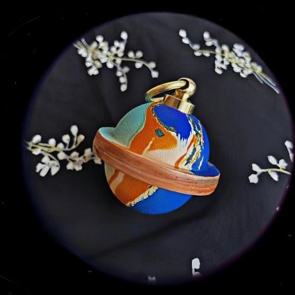 Landing Planet Bell Bag Charm Handcrafted Full - Grain Leather, Bell - Shaped Planetary Charm for Keys or Bags, Unique Gift for All - shewearing