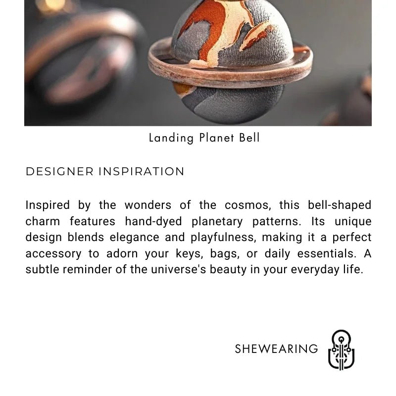Landing Planet Bell Bag Charm Handcrafted Full - Grain Leather, Bell - Shaped Planetary Charm for Keys or Bags, Unique Gift for All - shewearing