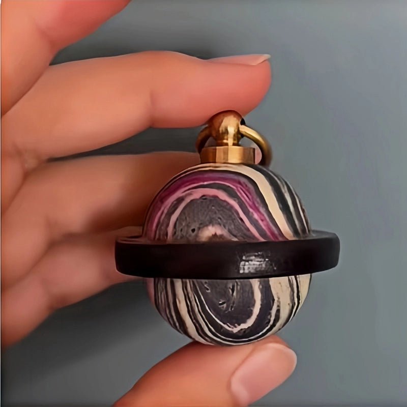 Landing Planet Bell Bag Charm Handcrafted Full - Grain Leather, Bell - Shaped Planetary Charm for Keys or Bags, Unique Gift for All - shewearing