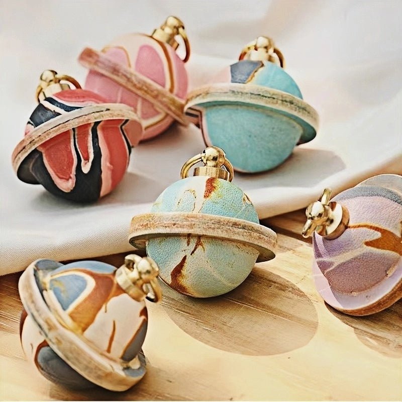 Landing Planet Bell Bag Charm Handcrafted Full - Grain Leather, Bell - Shaped Planetary Charm for Keys or Bags, Unique Gift for All - shewearing