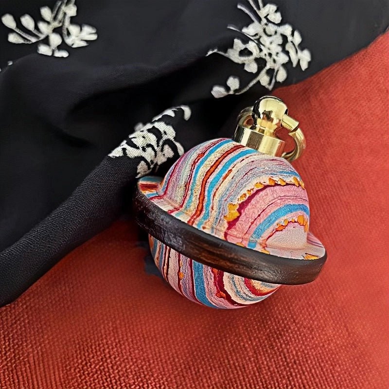 Landing Planet Bell Bag Charm Handcrafted Full - Grain Leather, Bell - Shaped Planetary Charm for Keys or Bags, Unique Gift for All - shewearing