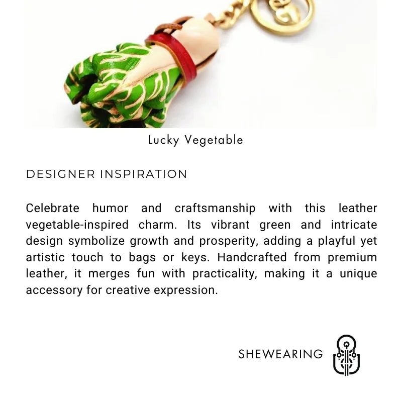 Leather Cabbage Charm – Fun Vegetable Bag Accessory, Full - Grain Cowhide, Keychain and Bookmark, Creative Design for Everyday Use - shewearing