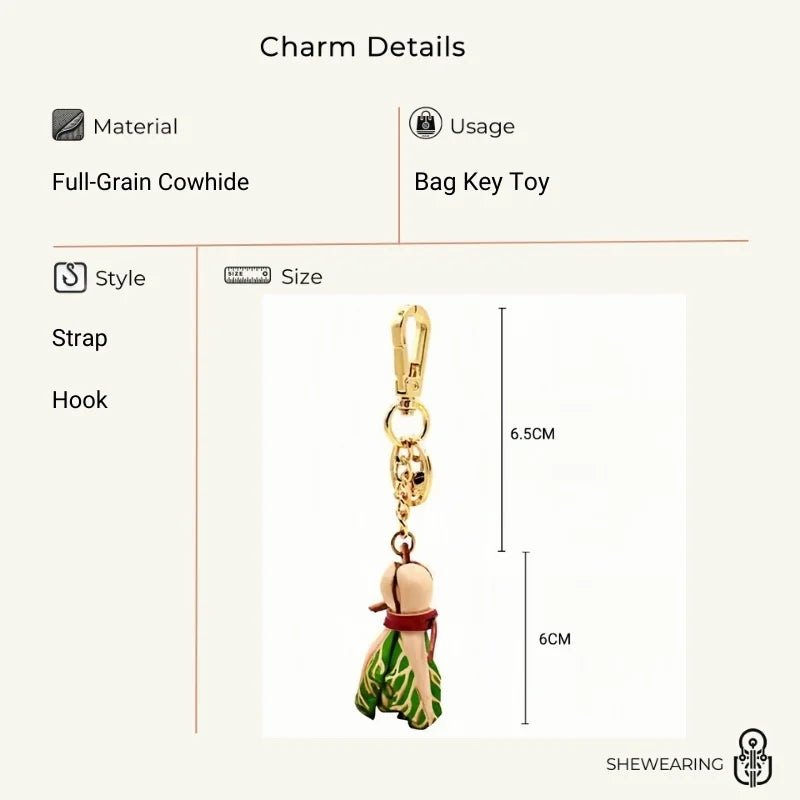 Leather Cabbage Charm – Fun Vegetable Bag Accessory, Full - Grain Cowhide, Keychain and Bookmark, Creative Design for Everyday Use - shewearing