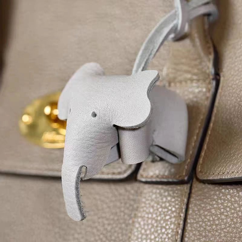 Leather Elephant Charm – Handcrafted Full - Grain Cowhide Accessory for Bags & Keys, Minimalist & Sophisticated Gift - shewearing