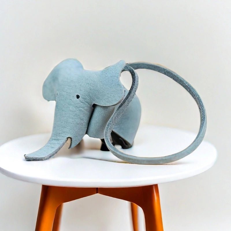 Leather Elephant Charm – Handcrafted Full - Grain Cowhide Accessory for Bags & Keys, Minimalist & Sophisticated Gift - shewearing
