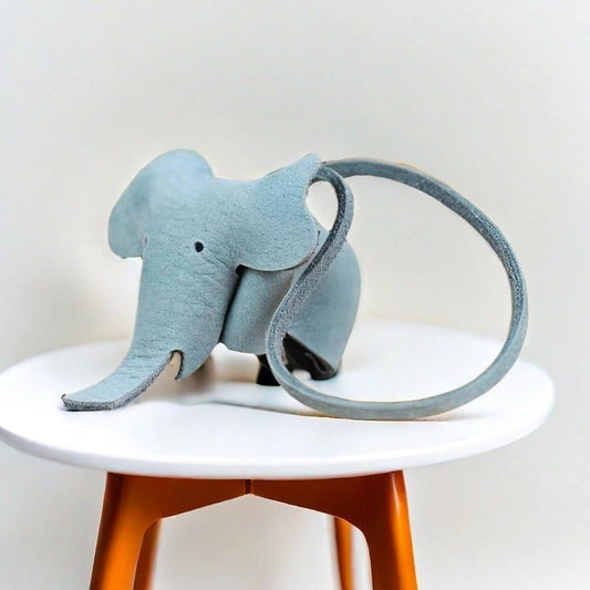 Leather Elephant Charm – Handcrafted Full - Grain Cowhide Accessory for Bags & Keys, Minimalist & Sophisticated Gift - shewearing