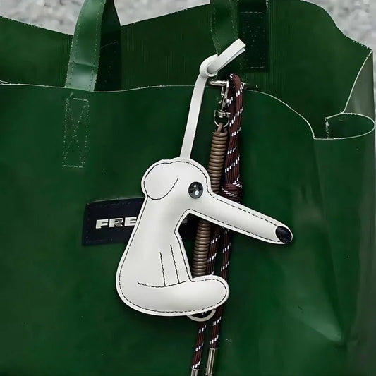 Long - Nosed Dog Leather Bag Charm - Whimsical Pet Keychain Accessory for Animal Lovers - shewearing