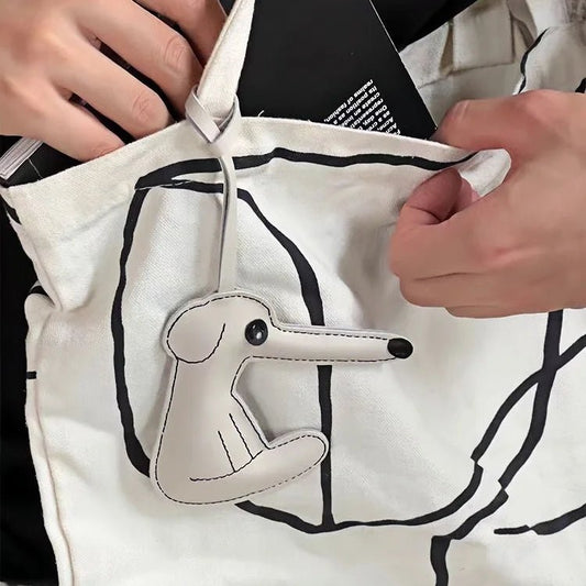 Long - Nosed Dog Leather Bag Charm - Whimsical Pet Keychain Accessory for Animal Lovers - shewearing