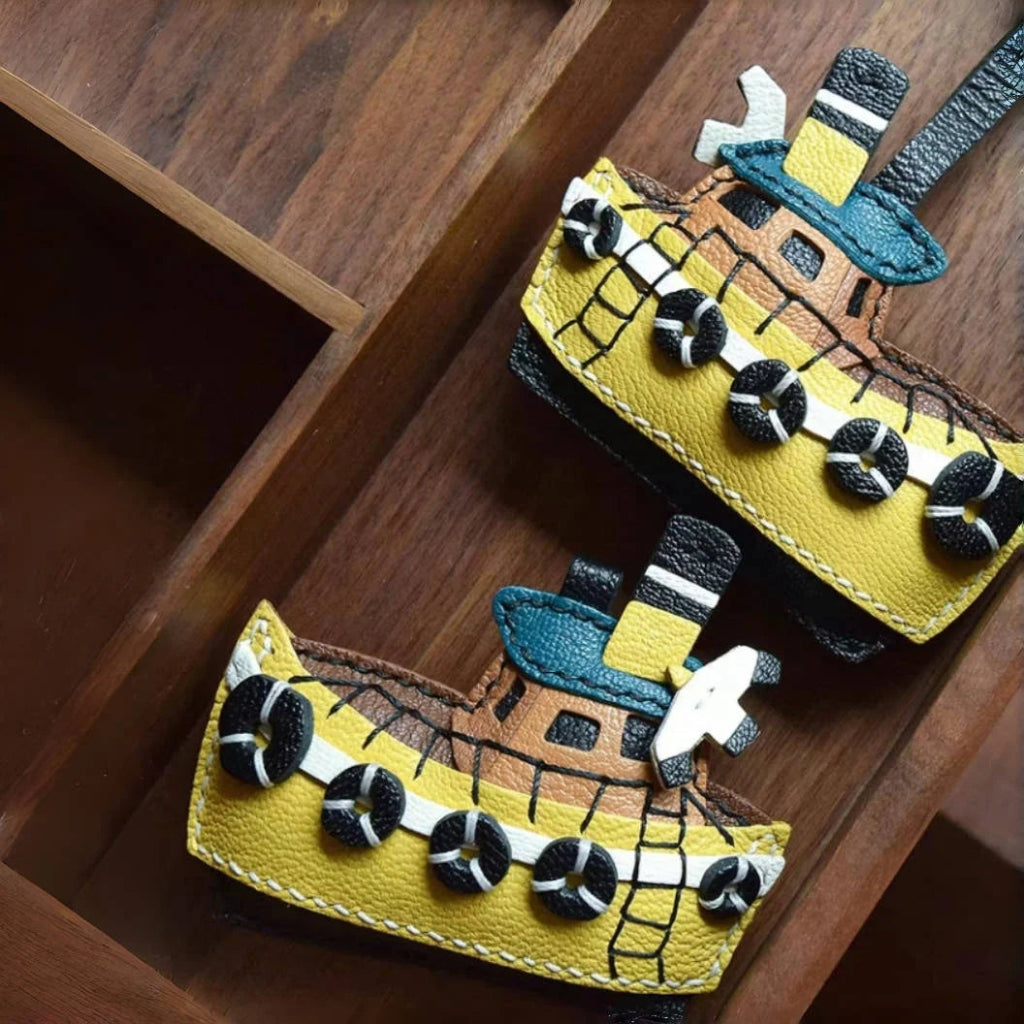 May Flower Handmade Leather Boat Charm – Original Designer Keychain for Bags & Cars | Nautical - Inspired Accessory | Artisanal Gift for Women - shewearing