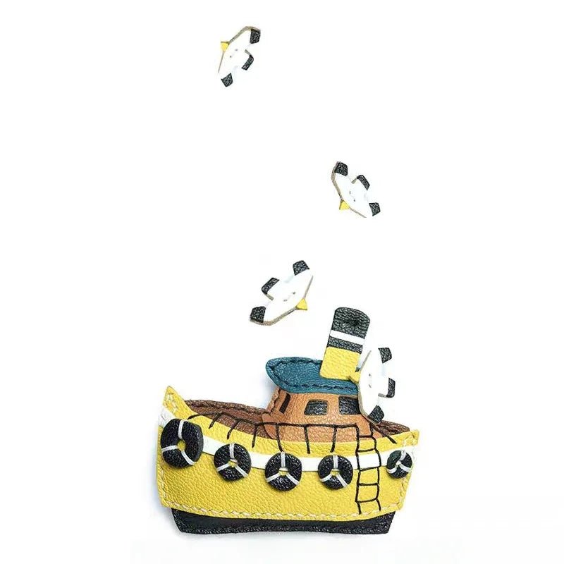 May Flower Handmade Leather Boat Charm – Original Designer Keychain for Bags & Cars | Nautical - Inspired Accessory | Artisanal Gift for Women - shewearing