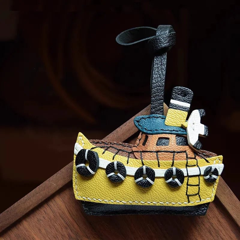 May Flower Handmade Leather Boat Charm – Original Designer Keychain for Bags & Cars | Nautical - Inspired Accessory | Artisanal Gift for Women - shewearing