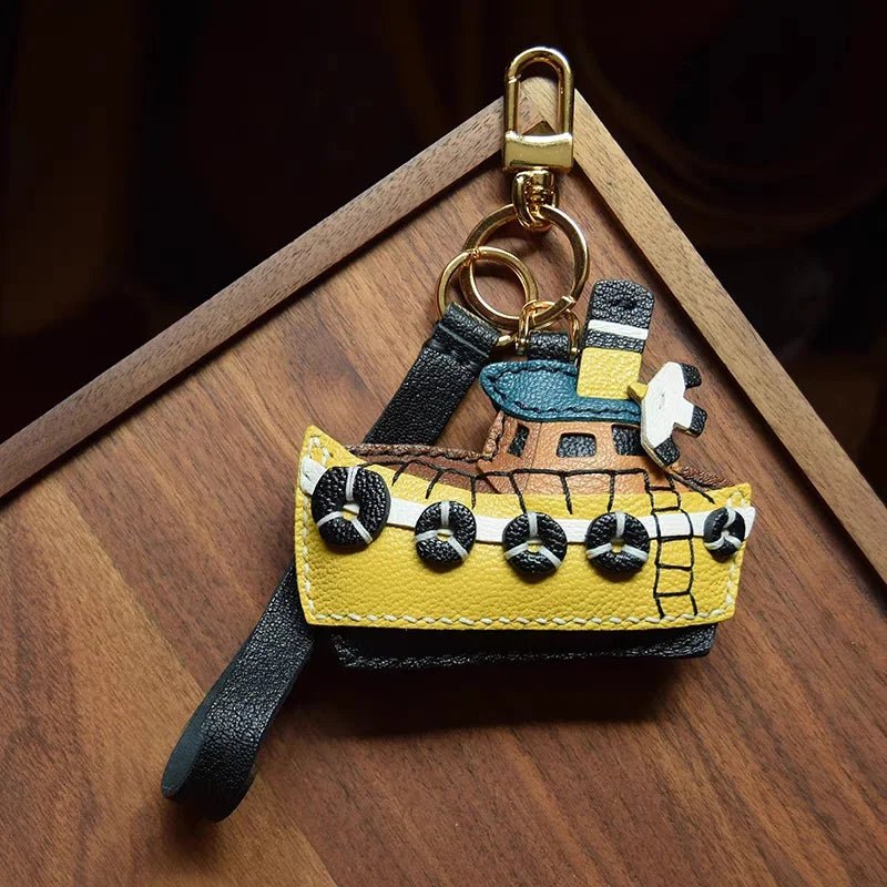 May Flower Handmade Leather Boat Charm – Original Designer Keychain for Bags & Cars | Nautical - Inspired Accessory | Artisanal Gift for Women - shewearing
