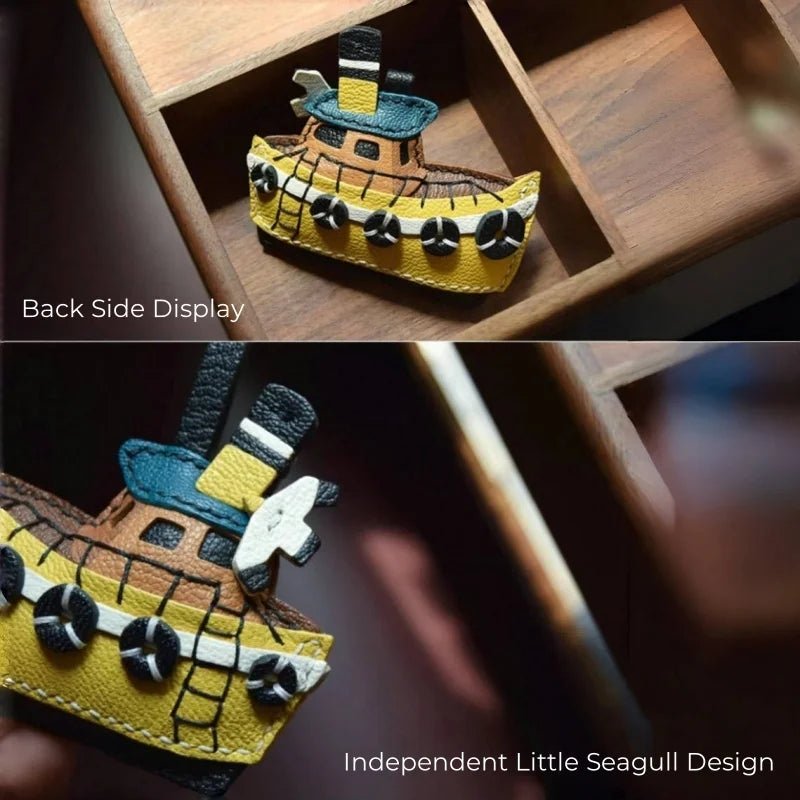 May Flower Handmade Leather Boat Charm – Original Designer Keychain for Bags & Cars | Nautical - Inspired Accessory | Artisanal Gift for Women - shewearing