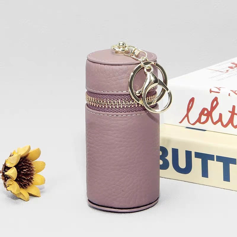 Mini Leather Lipstick & Storage Bag Charm – Handmade Top - Grain Leather Keychain | Multifunctional Coin, Earphone, & Small Accessories Holder - shewearing