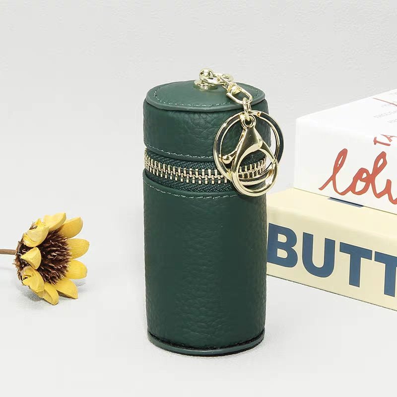 Mini Leather Lipstick & Storage Bag Charm – Handmade Top - Grain Leather Keychain | Multifunctional Coin, Earphone, & Small Accessories Holder - shewearing