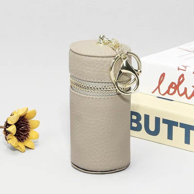 Mini Leather Lipstick & Storage Bag Charm – Handmade Top - Grain Leather Keychain | Multifunctional Coin, Earphone, & Small Accessories Holder - shewearing