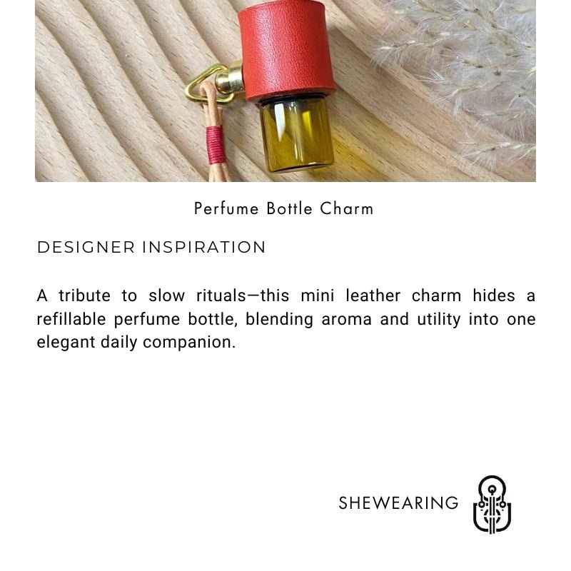 Minimalist Refillable Perfume Bottle Charm – Handcrafted Leather Aroma Pendant | Essential Oil Roller Keychain | Mosquito Repellent Bag Accessory - shewearing