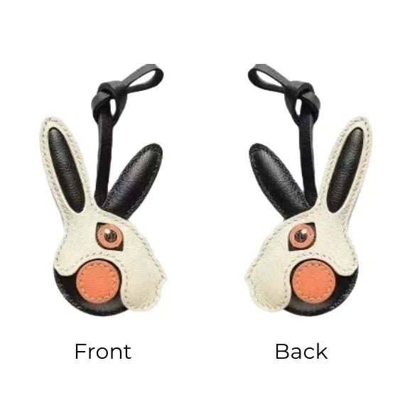 Modern Rabbit Leather Bag Charm – Handmade Two - Tone Bunny Keychain | Playful Minimalist Accessory | Cute Gift for Women - shewearing