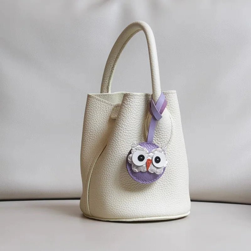Nordic Owl Leather Bag Charm – Handmade Full - Grain Leather Keychain | Symbol of Wisdom & Protection | Backpack & Handbag Pendant - shewearing