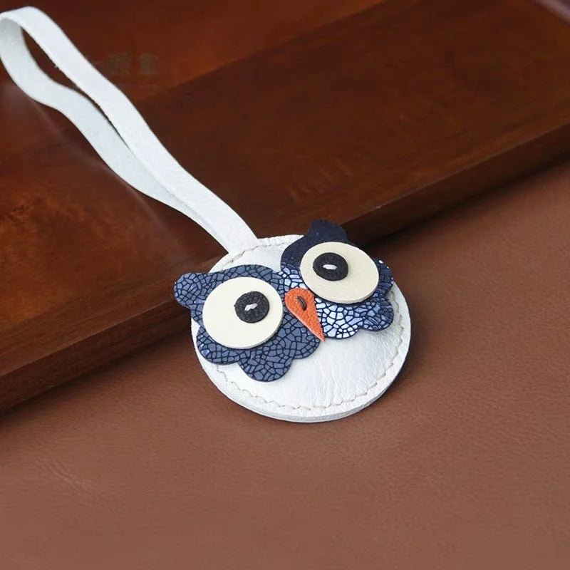 Nordic Owl Leather Bag Charm – Handmade Full - Grain Leather Keychain | Symbol of Wisdom & Protection | Backpack & Handbag Pendant - shewearing