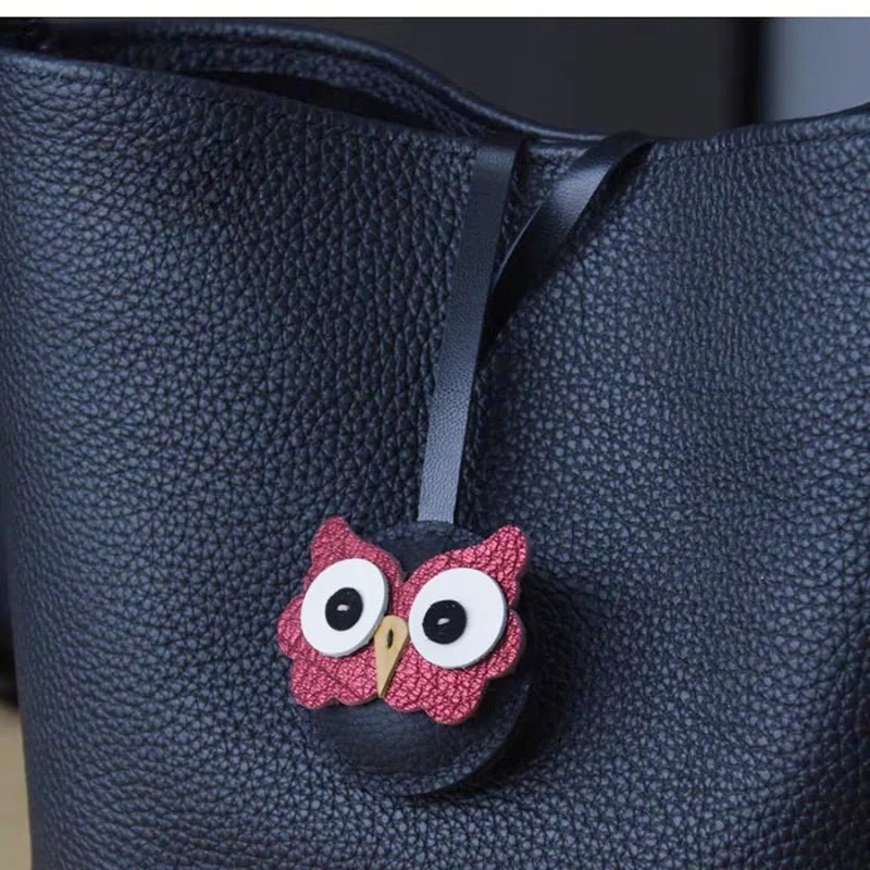 Nordic Owl Leather Bag Charm – Handmade Full - Grain Leather Keychain | Symbol of Wisdom & Protection | Backpack & Handbag Pendant - shewearing