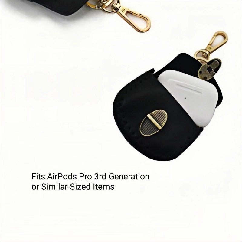 Nordic - Style Genuine Leather Earphone Case – Handmade Top - Grain Cowhide Bag Charm for AirPods or Coins, Creative and Minimalist Accessory - shewearing