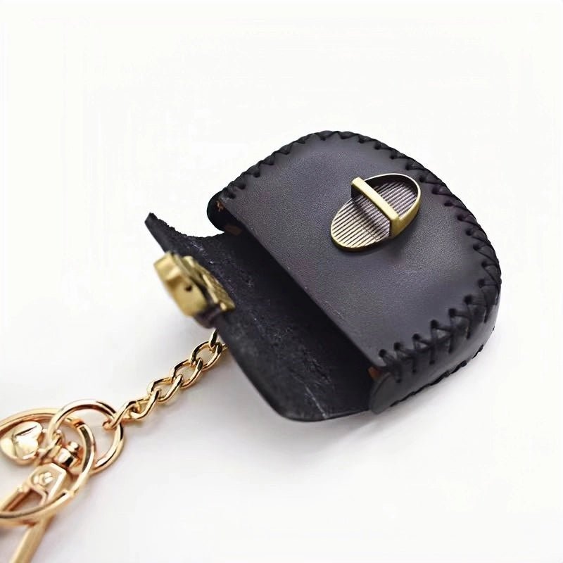 Nordic - Style Genuine Leather Earphone Case – Handmade Top - Grain Cowhide Bag Charm for AirPods or Coins, Creative and Minimalist Accessory - shewearing