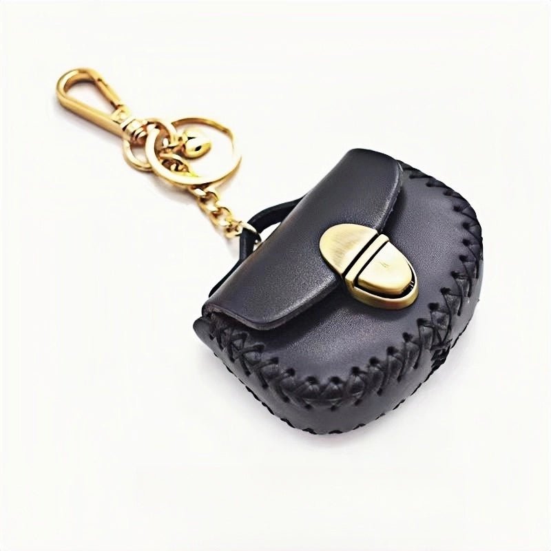 Nordic - Style Genuine Leather Earphone Case – Handmade Top - Grain Cowhide Bag Charm for AirPods or Coins, Creative and Minimalist Accessory - shewearing