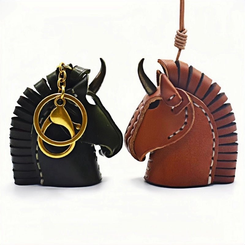 Nordic Unicorn Bag Charm – Genuine Leather Keychain Accessory, Handcrafted Cowhide, Unique Bookmark Design, Creative Gift for Her - shewearing