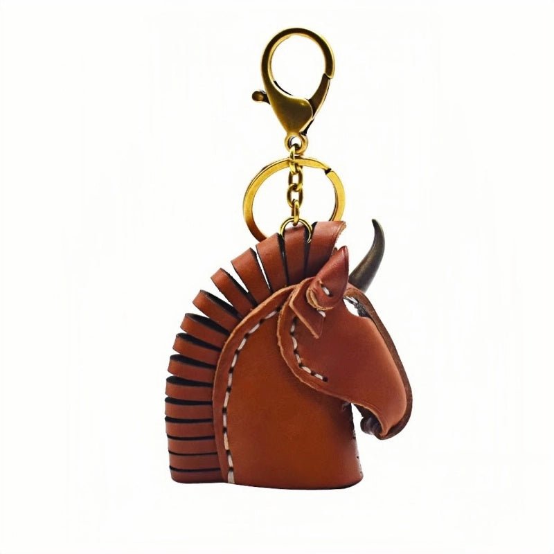 Nordic Unicorn Bag Charm – Genuine Leather Keychain Accessory, Handcrafted Cowhide, Unique Bookmark Design, Creative Gift for Her - shewearing