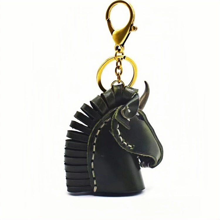 Nordic Unicorn Bag Charm – Genuine Leather Keychain Accessory, Handcrafted Cowhide, Unique Bookmark Design, Creative Gift for Her - shewearing
